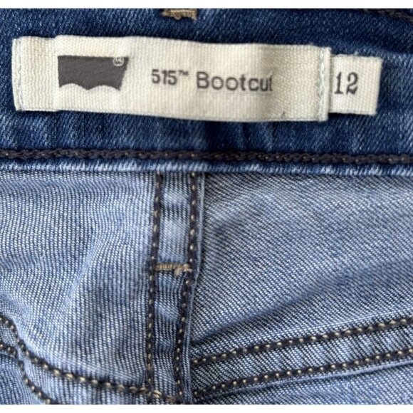 Levi's 515 Boot Cut Blue Denim Jeans Women’s Size 12 Mid-Rise Zipper Fly Stretch - Picture 6 of 8